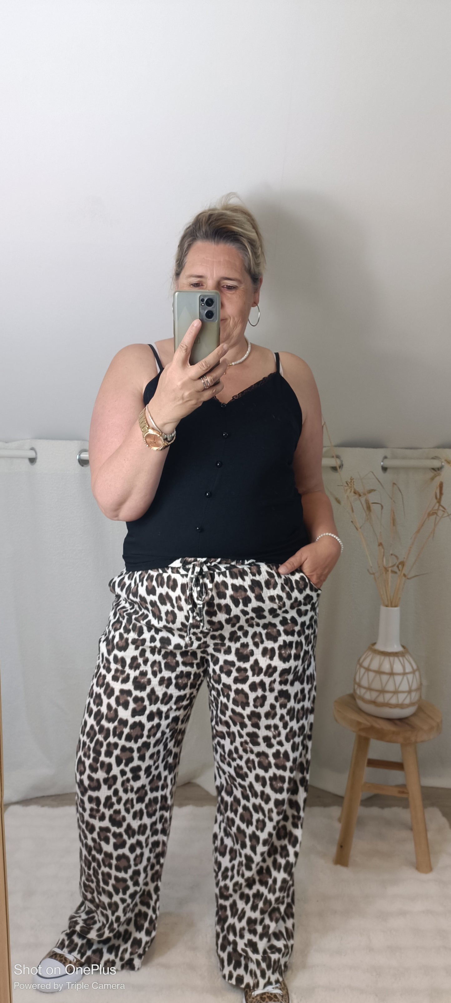 Pantalon Gaze de coton Léopard