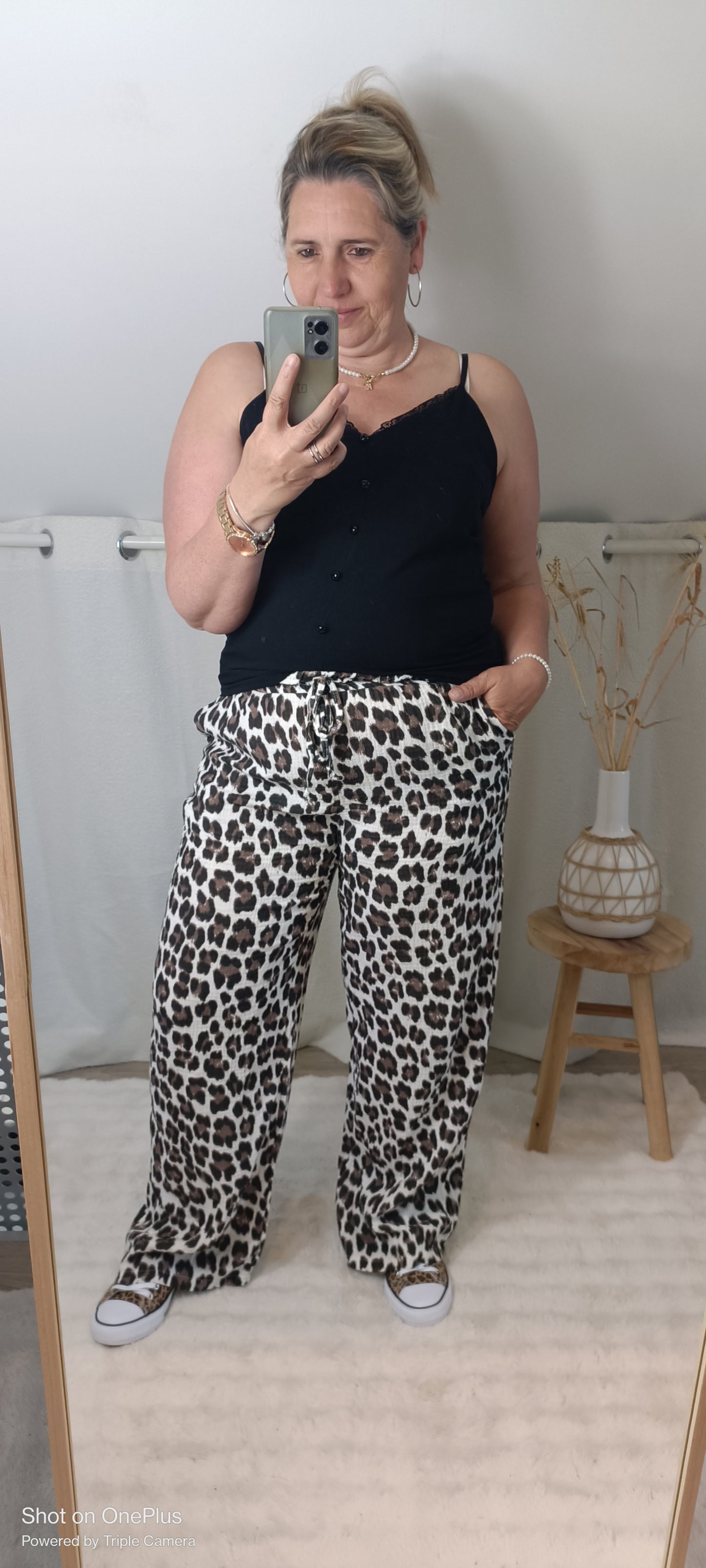 Pantalon Gaze de coton Léopard