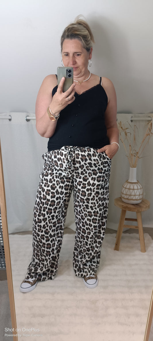 Pantalon Gaze de coton Léopard